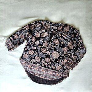 Lucky Brand Boho Floral Knit Long Sleeve Top Size L